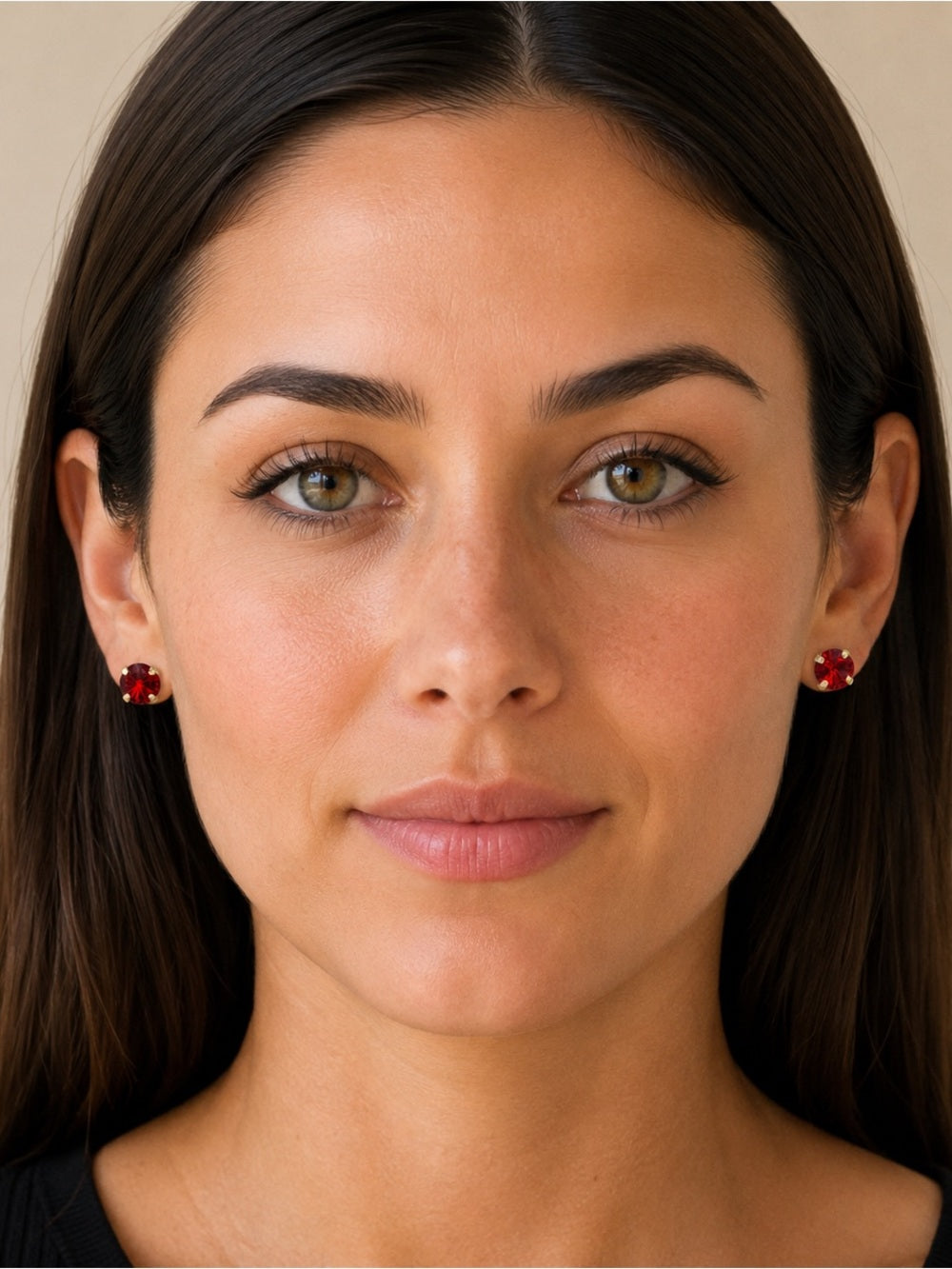 Sparkly Stud Earrings with Swarovski crystals Gold Color #3 - light siam red