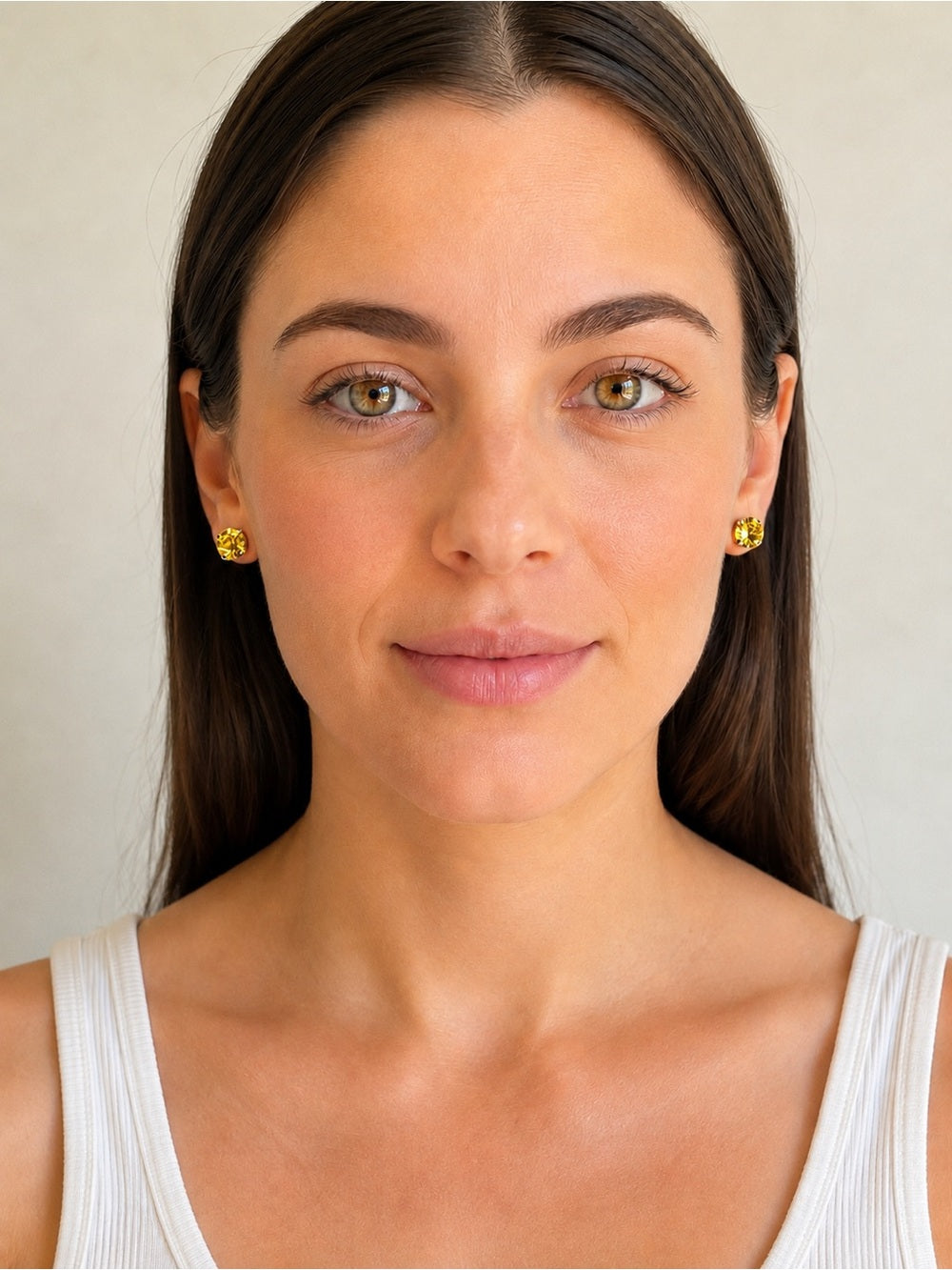 Sparkly Stud Earrings with Swarovski crystals Gold and Color #7 Light topaz