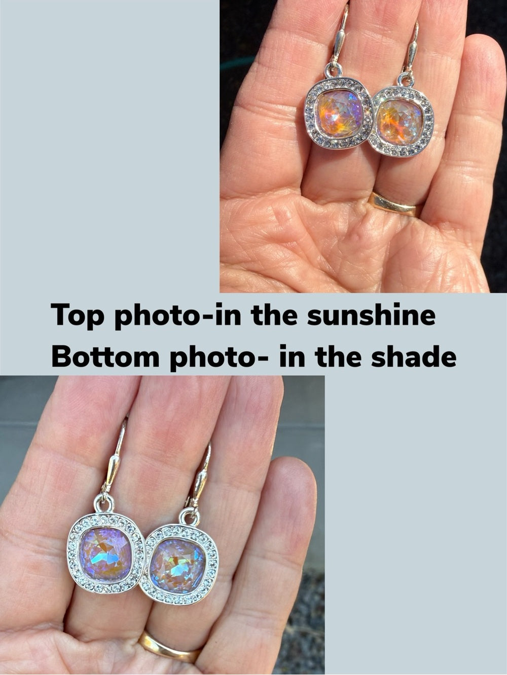 Handcrafted earrings with cappuccino color Swarovski crystal