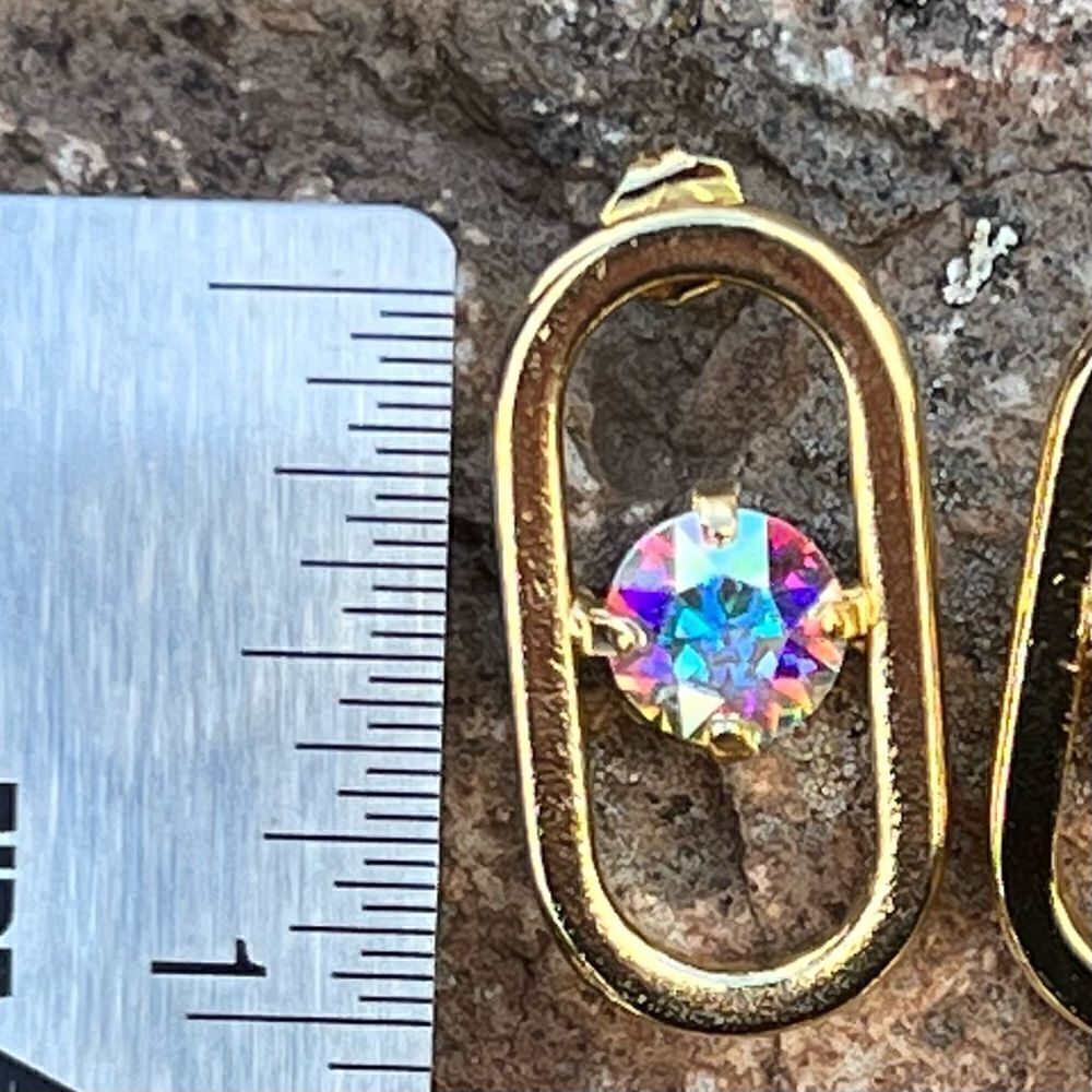 Handcrafted post gold earrings with AB Swarovski crystal
