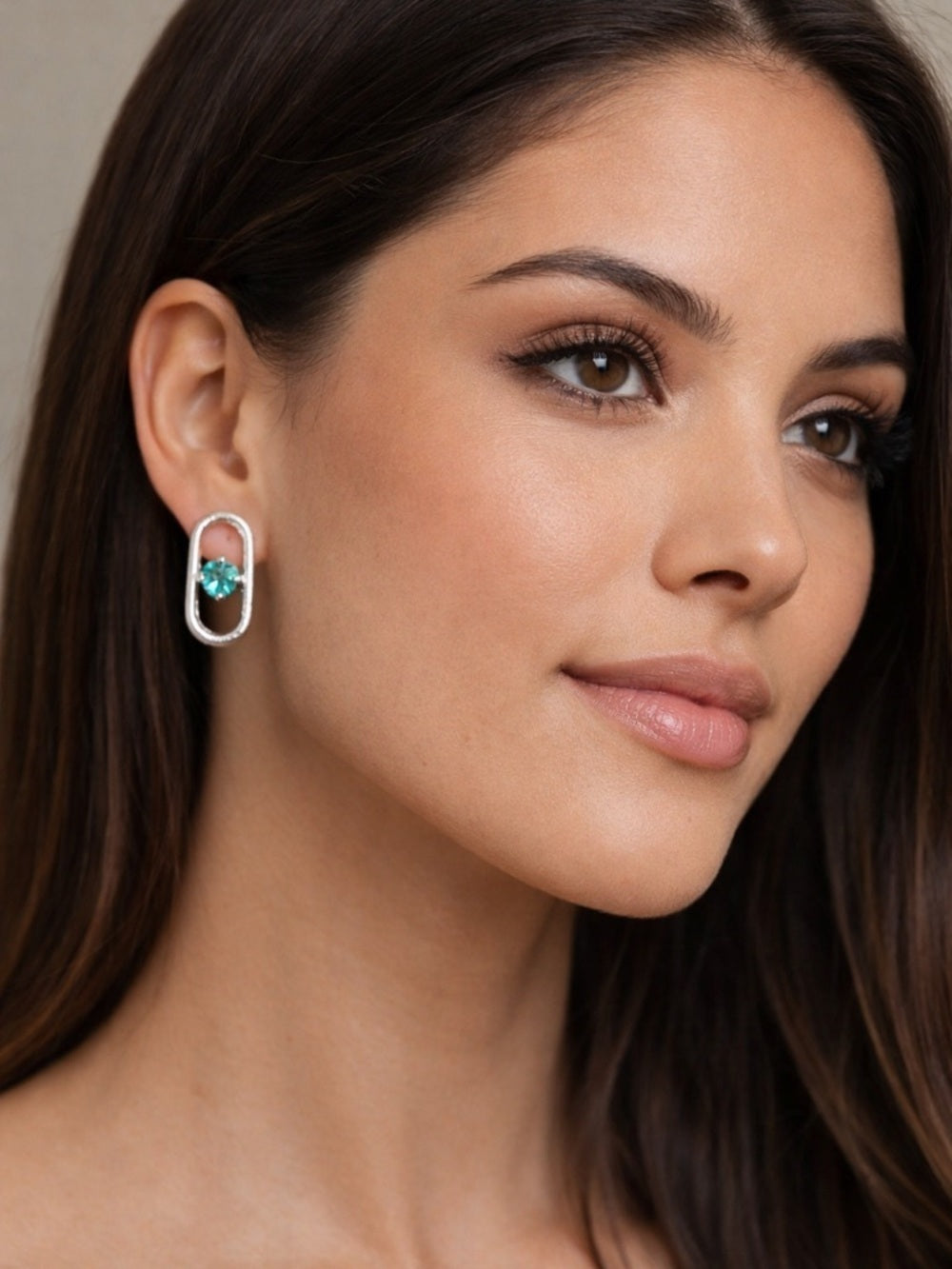 Handcrafted earrings with light turquoise Swarovski crystal