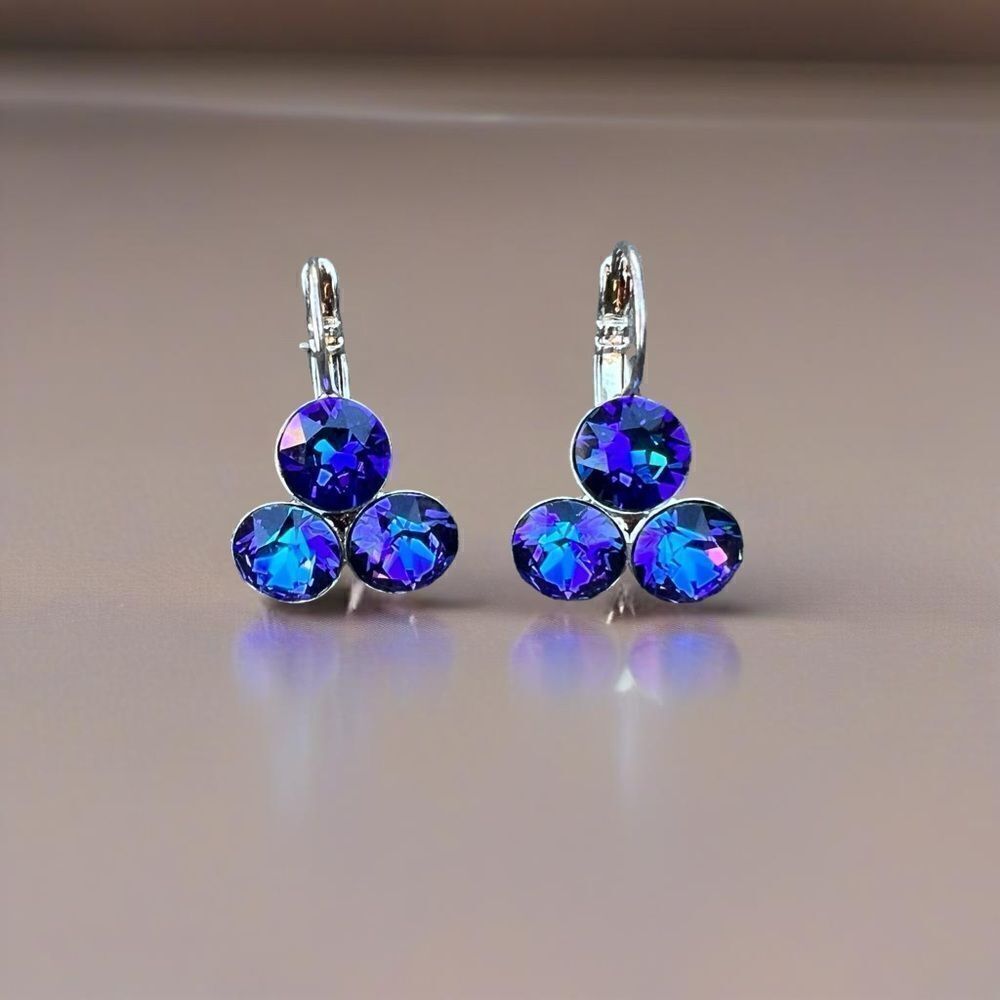 Handcrafted earrings with heliotrope Swarovski crystal