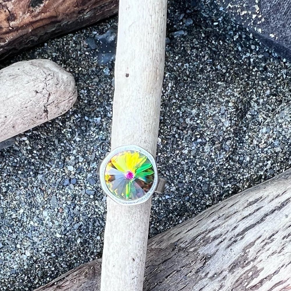 Handcrafted sparkly ring made with Swarovski crystal adjustable fit