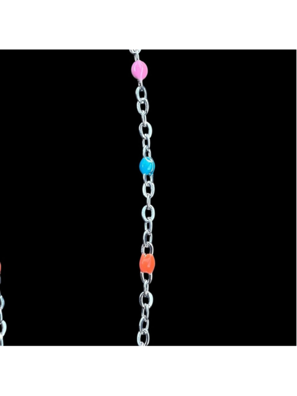 Necklace - 18” Silver tone Necklace with multi color Bead Accents