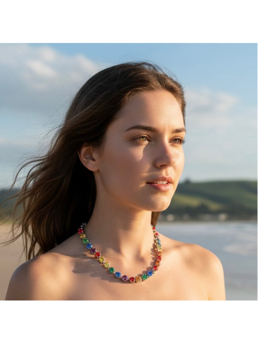 Handcrafted Cupchain necklace with Swarovski crystal