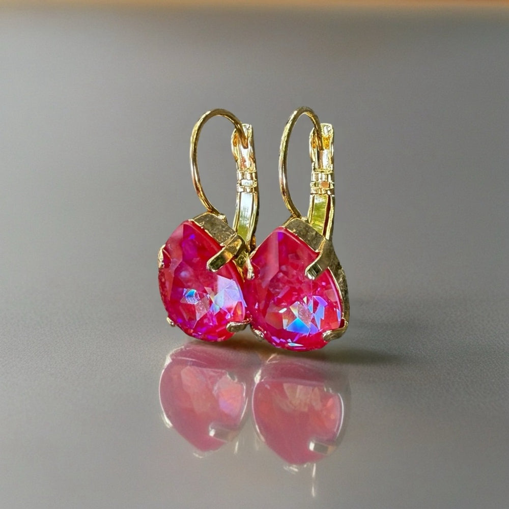Handcrafted earrings with royal red delite Swarovski crystal