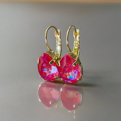 Handcrafted earrings with royal red delite Swarovski crystal