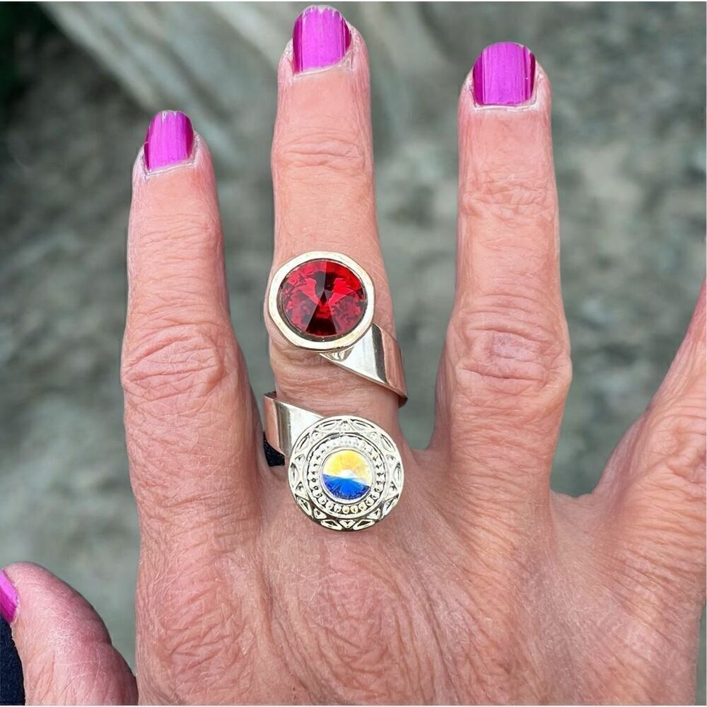 Handcrafted Sparkly Ring Made with Swarovski Crystal Adjustable Fit