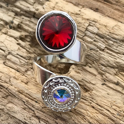 Handcrafted Sparkly Ring Made with Swarovski Crystal Adjustable Fit