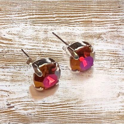 Handcrafted Earrings a Sparkly Red and AB coated Swarovski Crystal