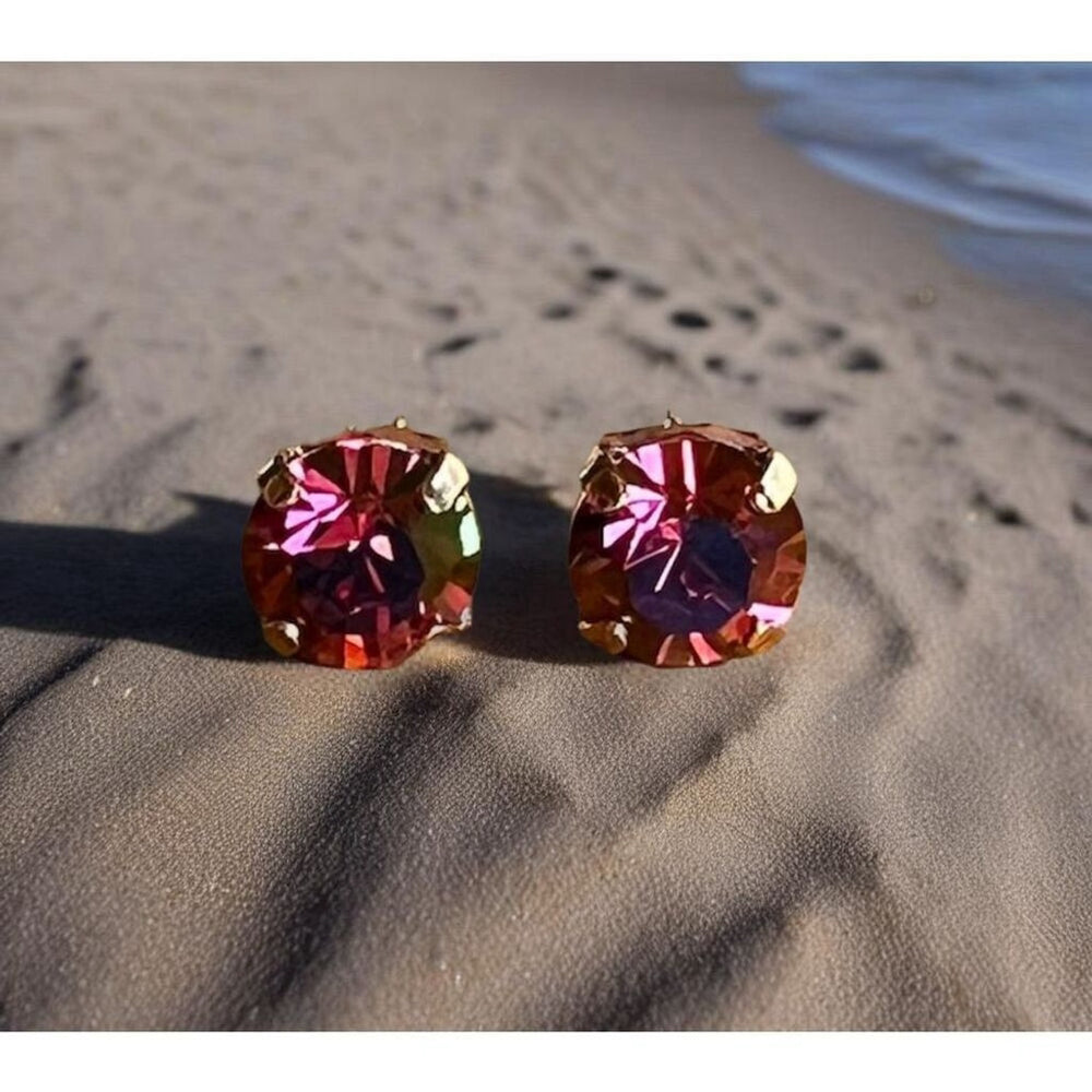 Handcrafted Earrings a Sparkly Red and AB coated Swarovski Crystal