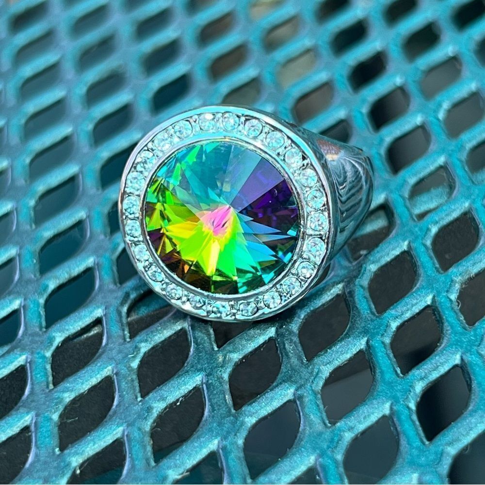Sparkly statement ring made with Swarovski crystal size 9