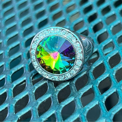 Sparkly statement ring made with Swarovski crystal size 9