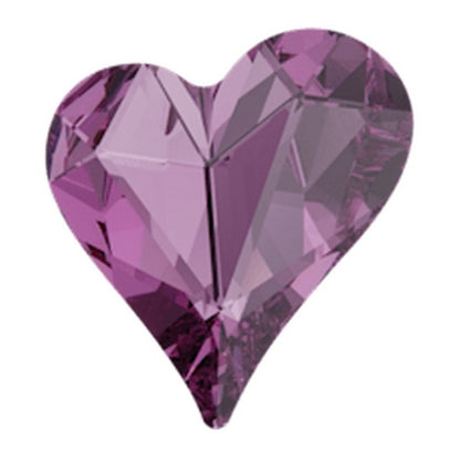 Amethyst Swarovski Crystal Heart Earrings made with gold tone leverbacks