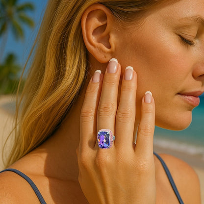 Handcrafted sparkly ring made with Swarovski crystal adjustable fit