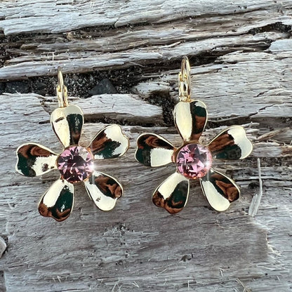 Handcrafted earrings with sparkly Aurora crystal