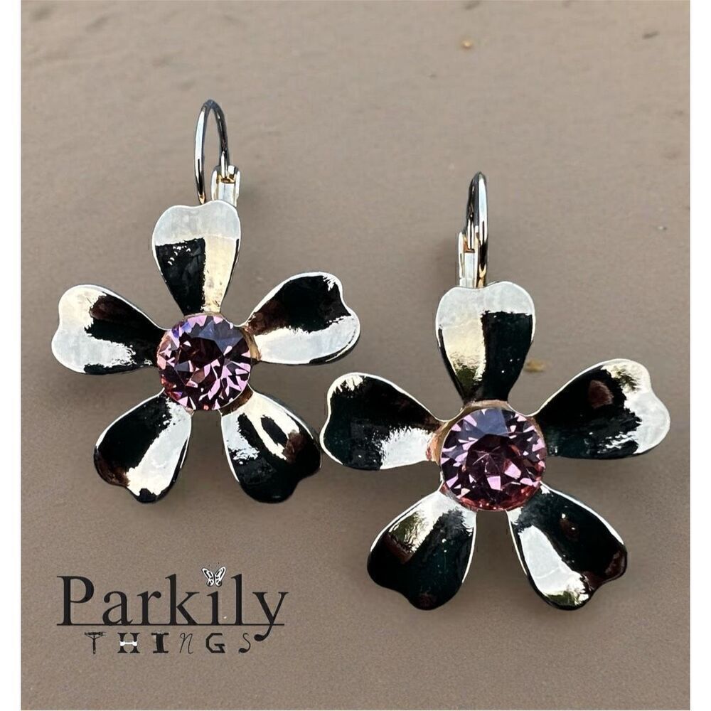 Handcrafted earrings with sparkly Aurora crystal