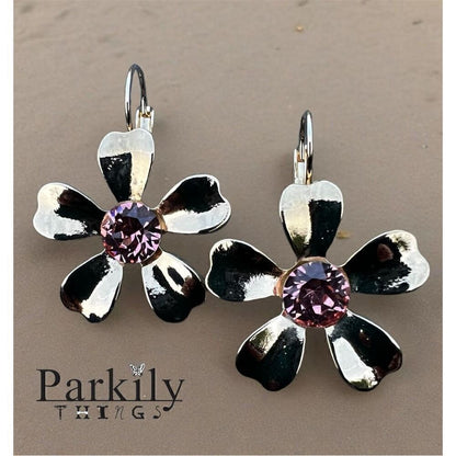 Handcrafted earrings with sparkly Aurora crystal