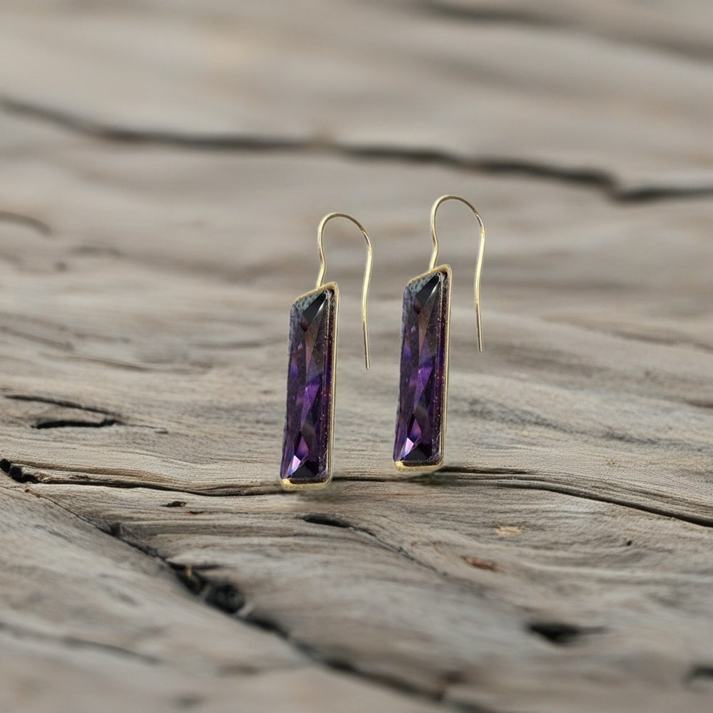 Handcrafted earrings with Austrian baguette crystal
