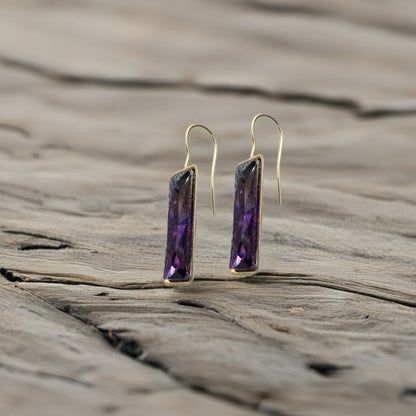 Handcrafted earrings with Austrian baguette crystal