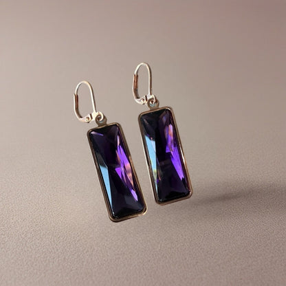 Handcrafted earrings with Austrian baguette crystal