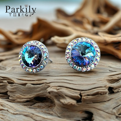 Handcrafted earrings with light vitrail Swarovski crystal