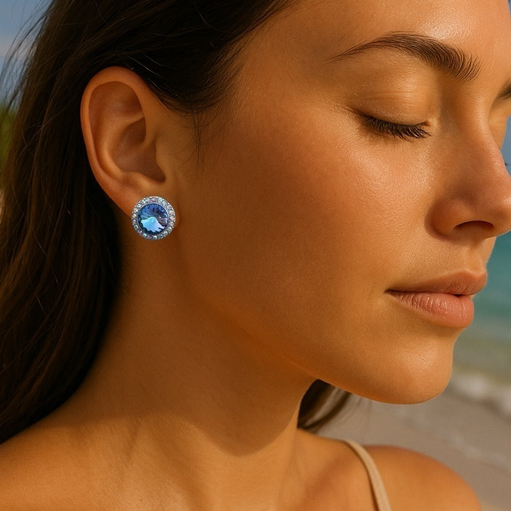 Handcrafted earrings with light vitrail Swarovski crystal