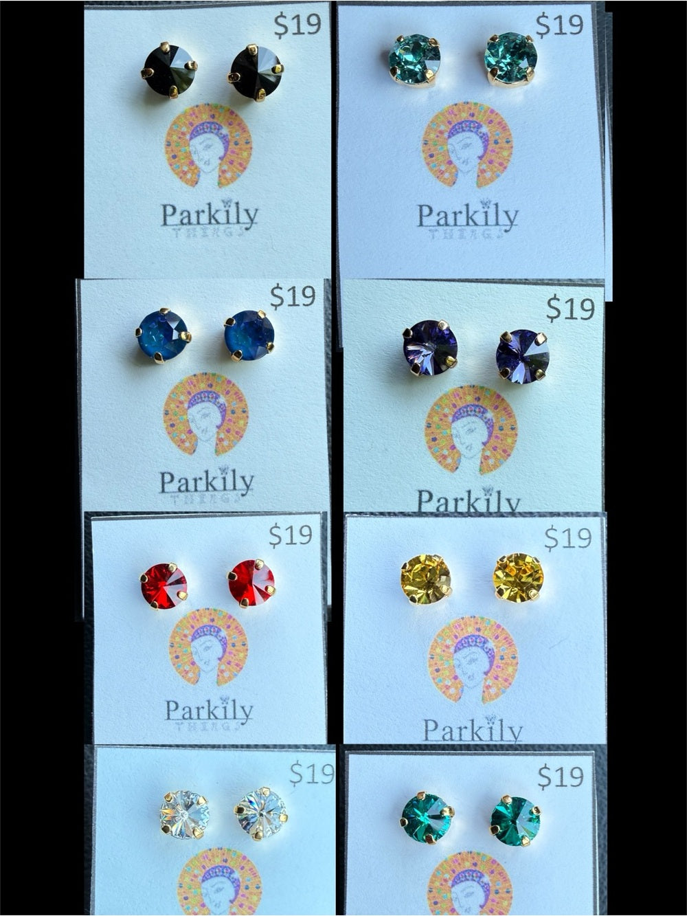 Sparkly Stud Earrings with Swarovski crystals Gold Tone Color #4 - Clear