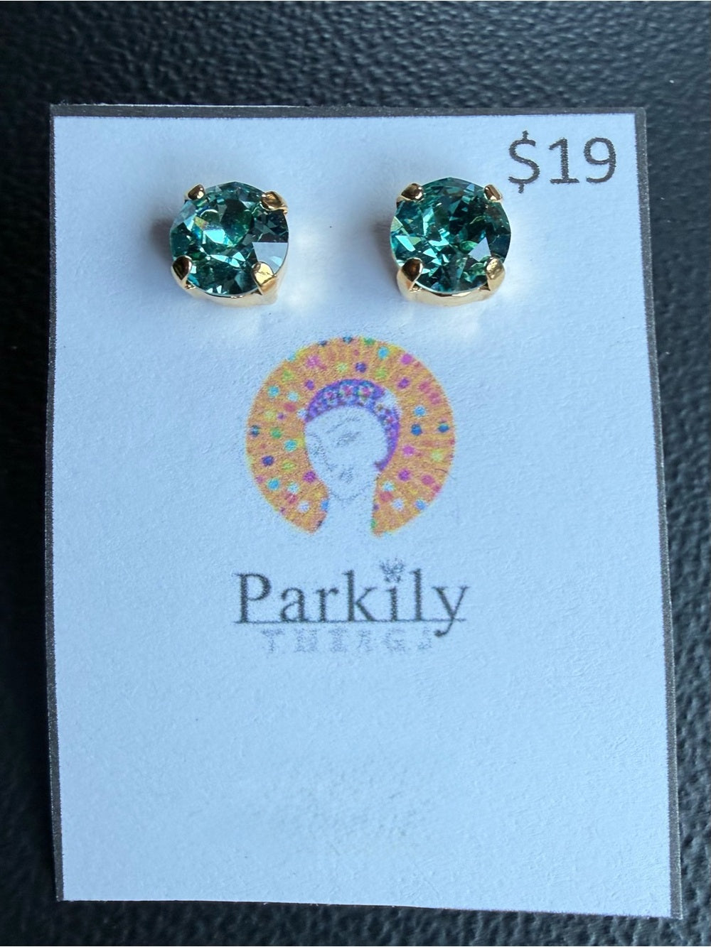 Sparkly Stud Earrings with Swarovski crystals Gold and Color #5 light turquoise