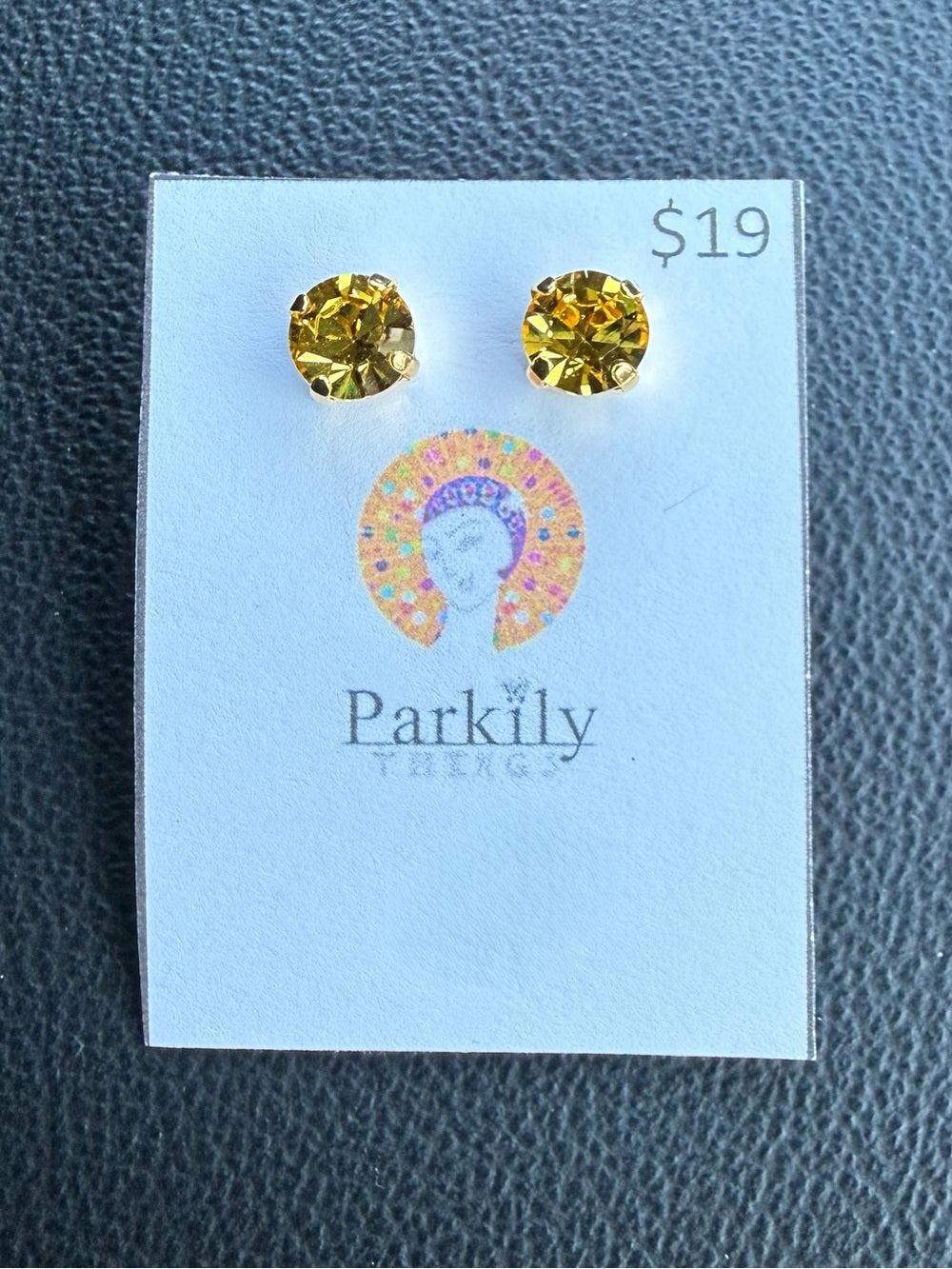 Sparkly Stud Earrings with Swarovski crystals Gold and Color #7 Light topaz