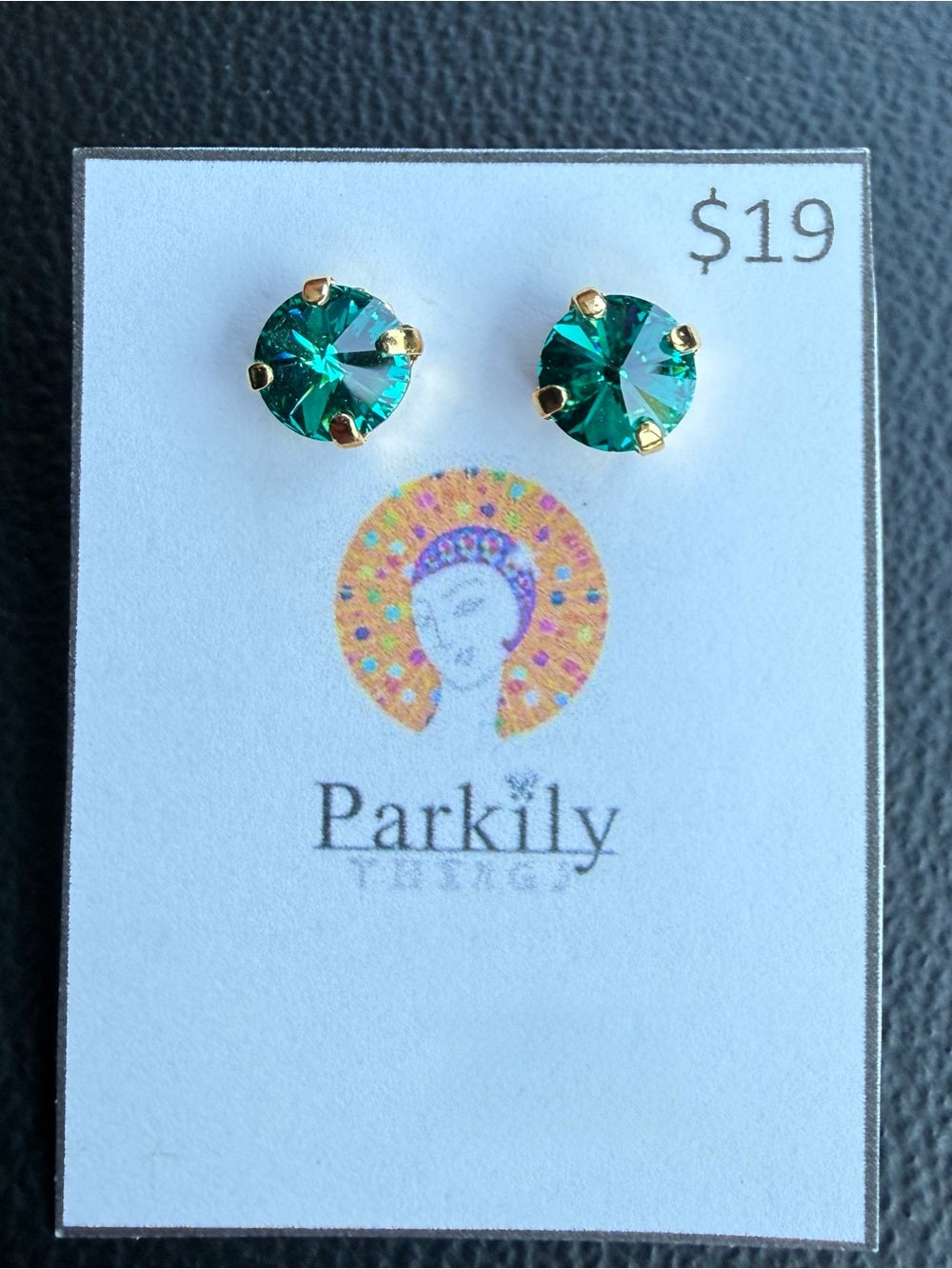 Sparkly Stud Earrings with Swarovski crystals Gold and Color #8 - blue zircon