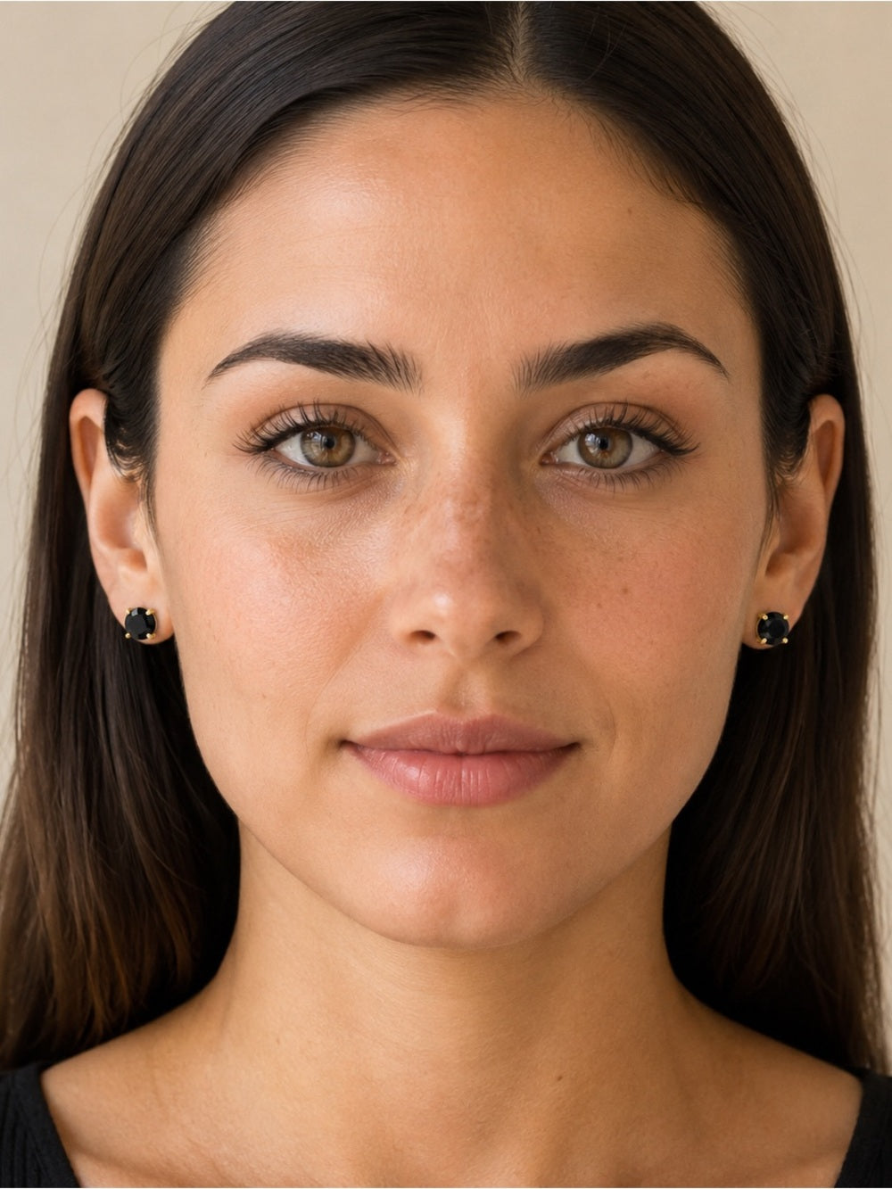 Sparkly Stud Earrings with Swarovski crystals Gold Tone Color #1 - jet black