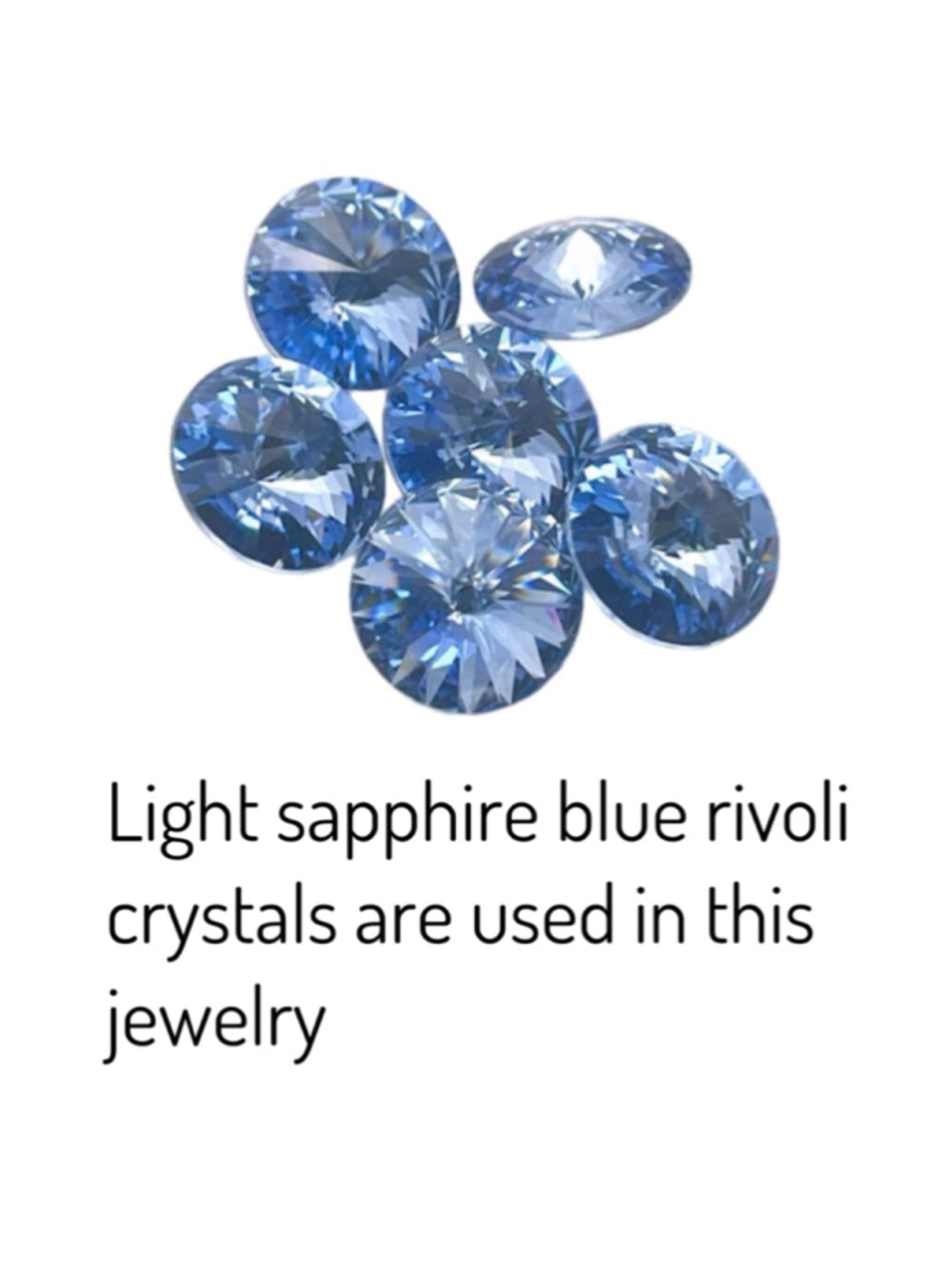 Handcrafted petite stud earrings with sparkly light sapphire Swarovski crystals