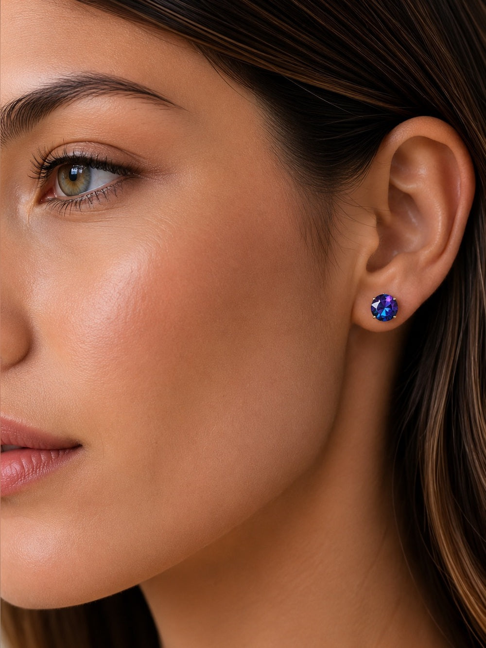 Handcrafted stud earrings with Swarovski crystal