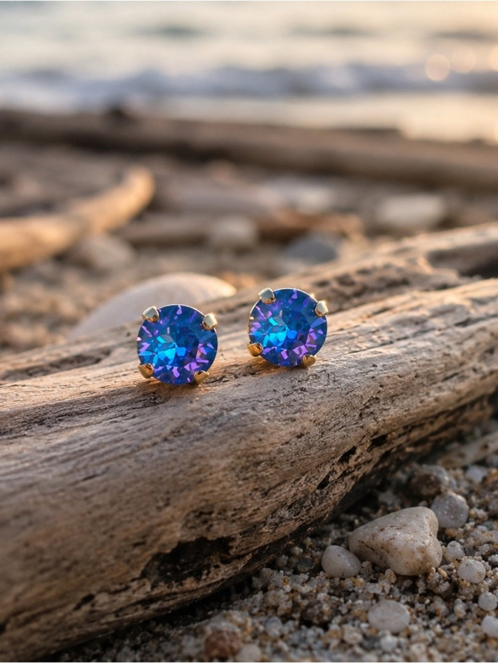 Handcrafted stud earrings with Swarovski crystal