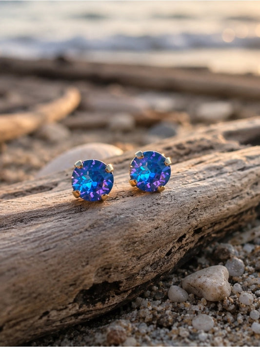 Handcrafted stud earrings with Swarovski crystal