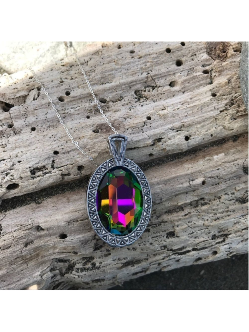 Handcrafted Necklace made with Swarovski medium vitrail crystal