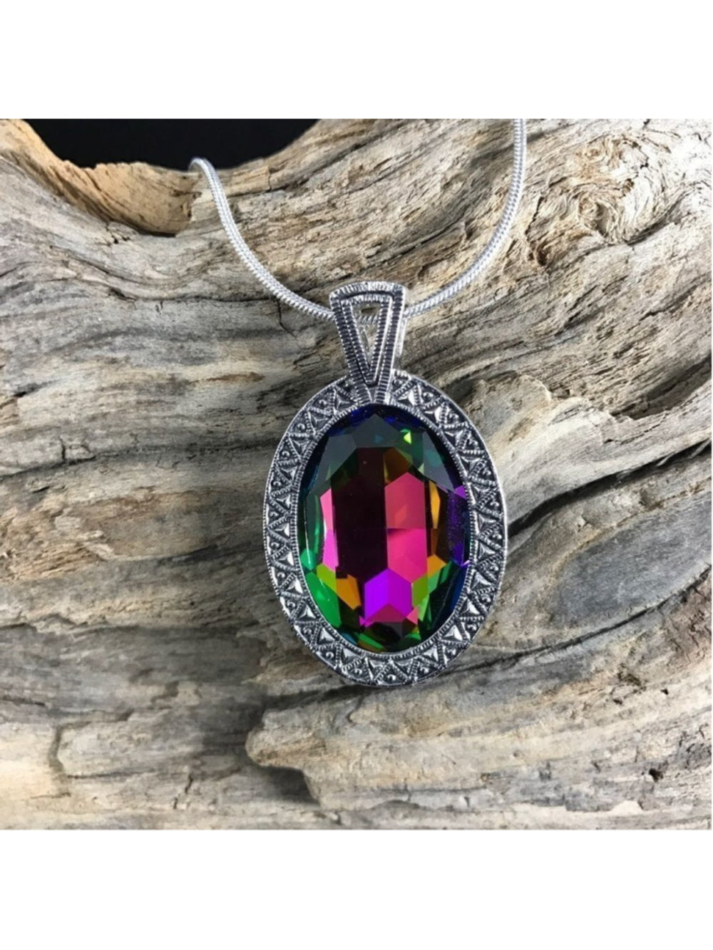 Handcrafted Necklace made with Swarovski medium vitrail crystal