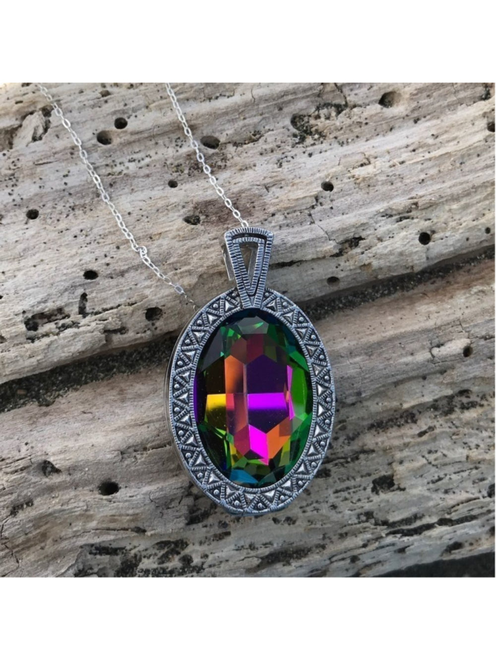 Handcrafted Necklace made with Swarovski medium vitrail crystal