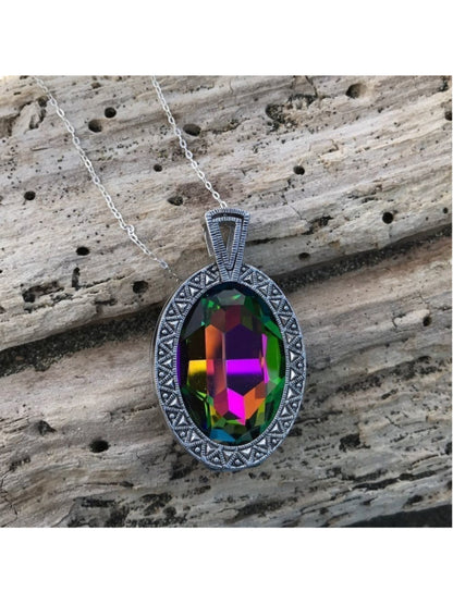 Handcrafted Necklace made with Swarovski medium vitrail crystal