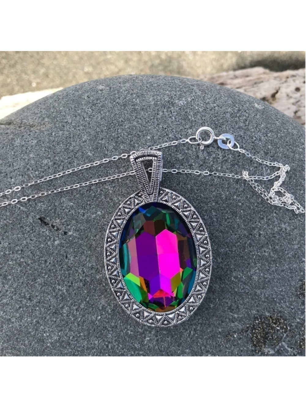 Handcrafted Necklace made with Swarovski medium vitrail crystal