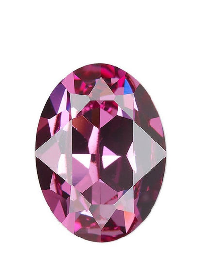 Oval Cut dark Rose Pink Crystal Drop Earrings