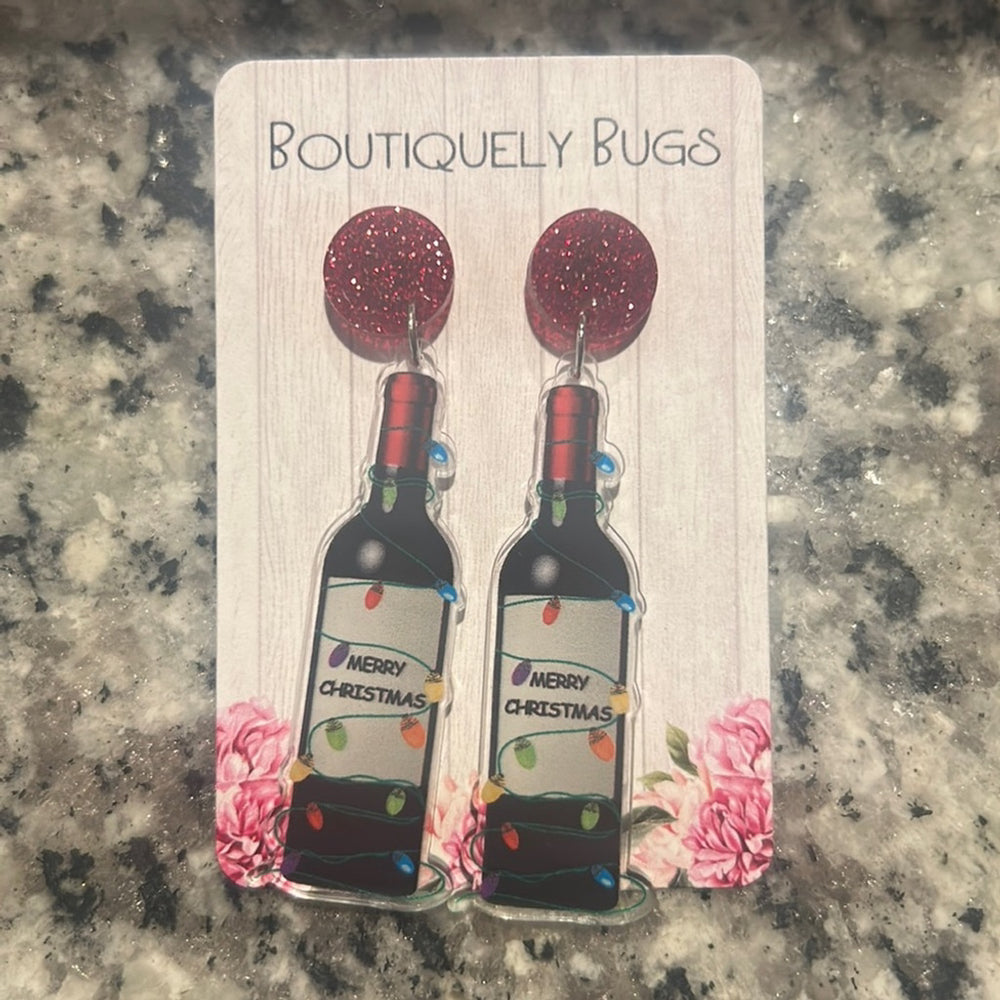 Wine Bottle Holiday Earrings New