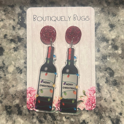 Wine Bottle Holiday Earrings New