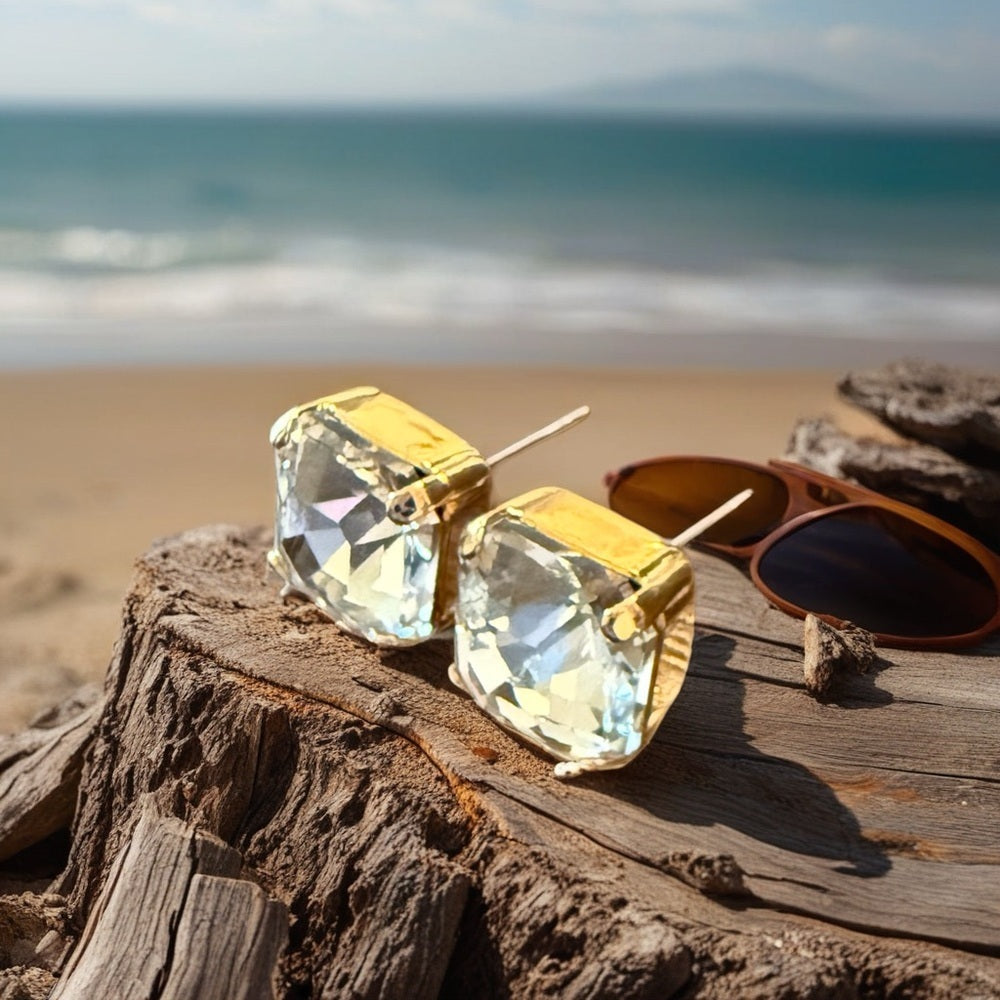 Handcrafted post earrings with Swarovski crystal