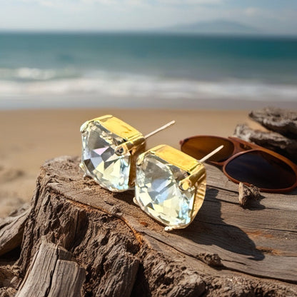 Handcrafted post earrings with Swarovski crystal