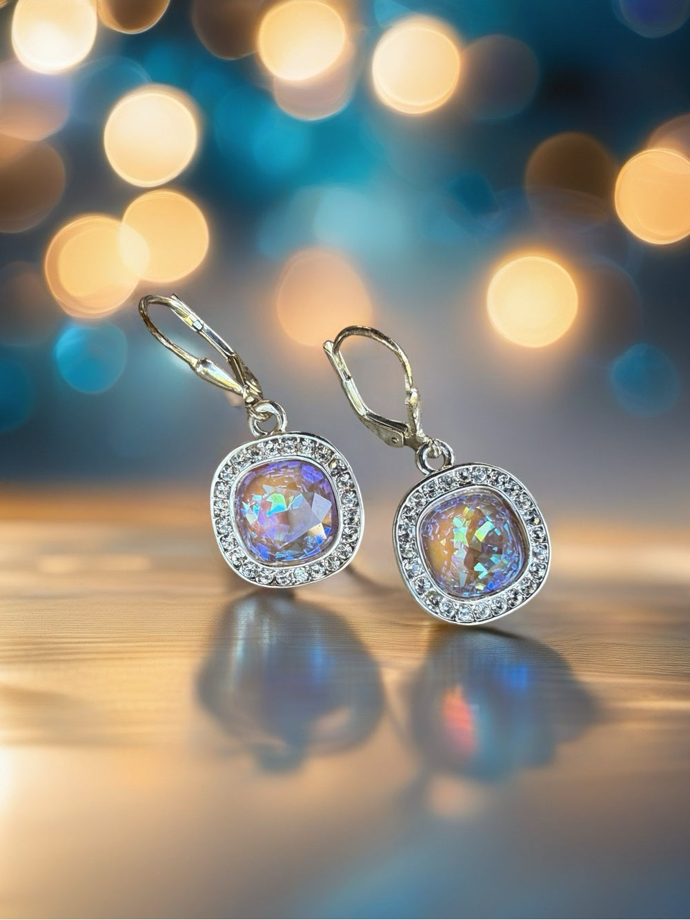 Handcrafted earrings with cappuccino color Swarovski crystal