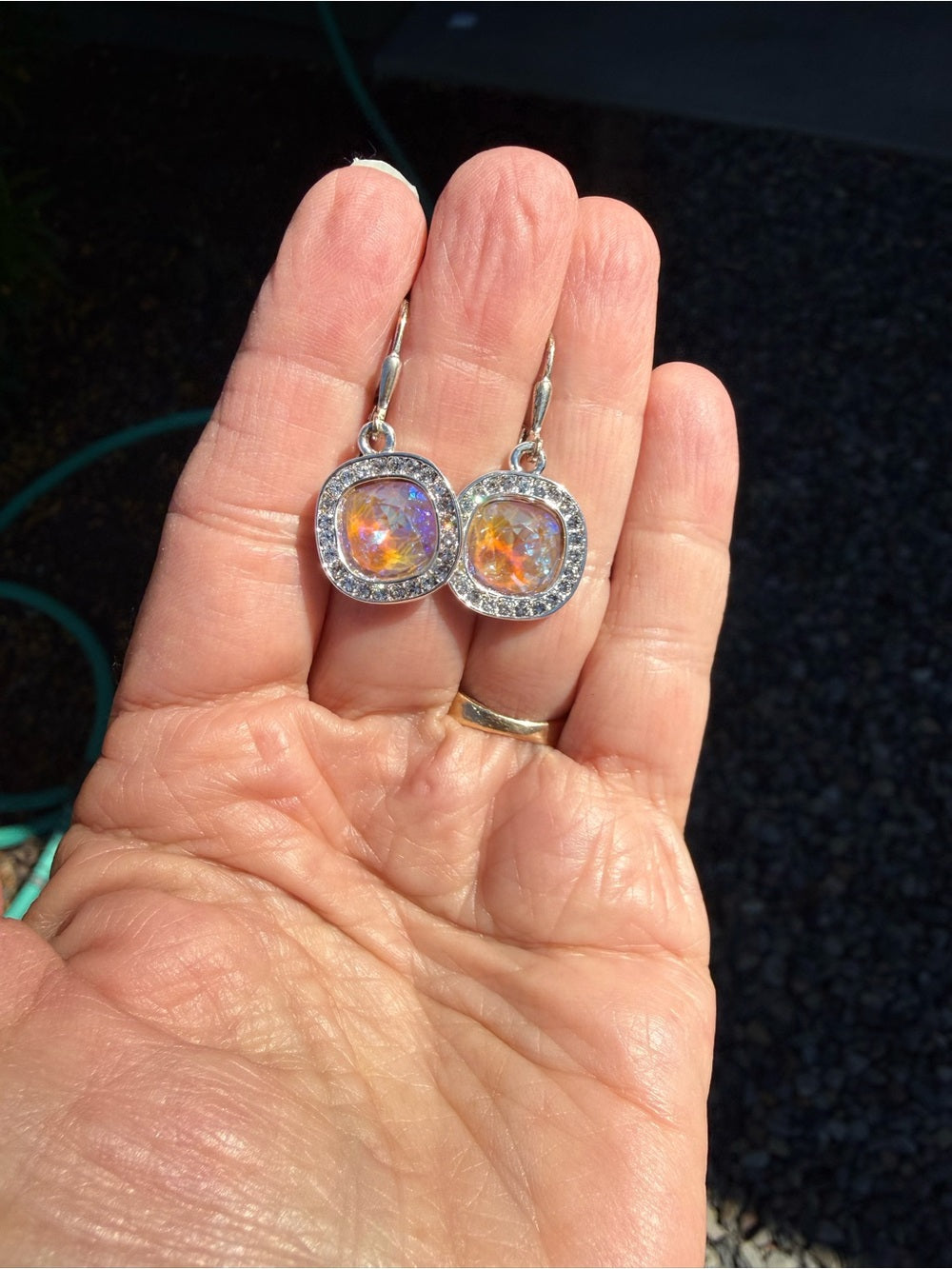 Handcrafted earrings with cappuccino color Swarovski crystal