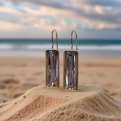 Handcrafted earrings with Austrian crystal and gold fishhook earwire