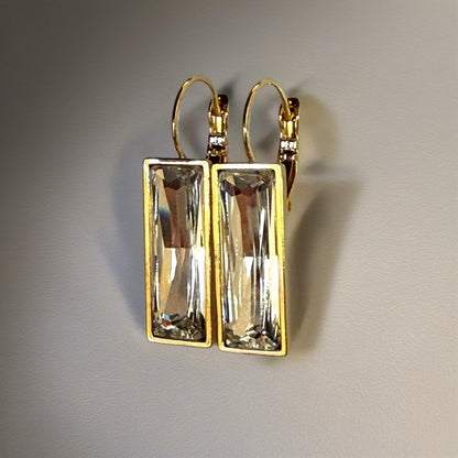 Handcrafted earrings made with Austrian clear baguette crystals